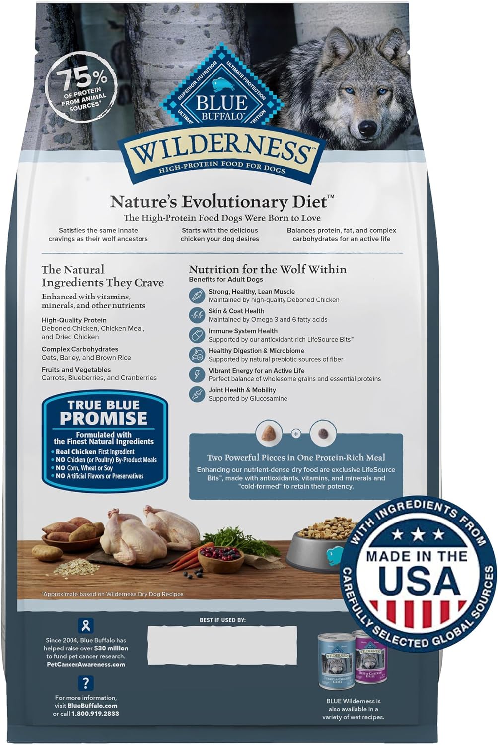 Blue Buffalo Wilderness Adult Chicken with Wholesome Grains Dry Dog Food