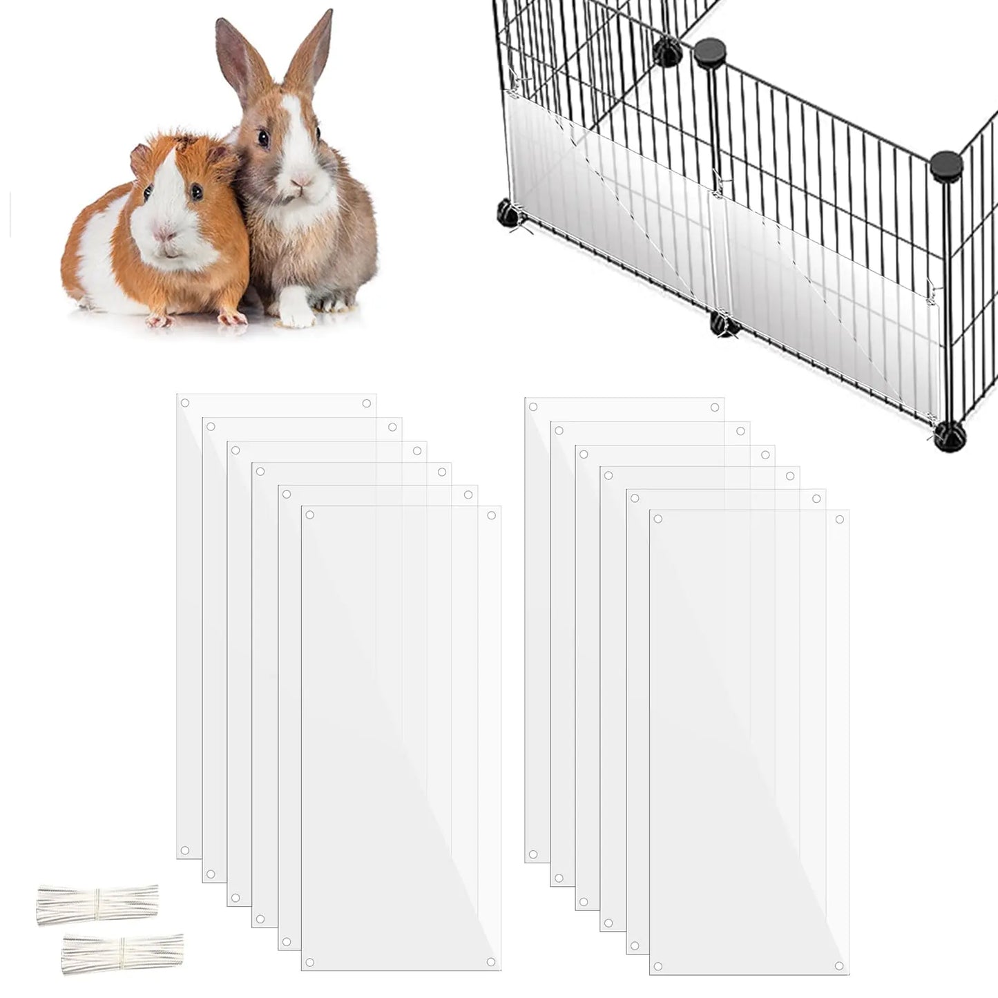 Oncpcare 12 Pack Pet Plastic Cage Liner Protection 14 X 6 Rabbit Cage Urine Guard Clear Cage Edge Liner Guinea Pig Side Lining Small Animal Cage Accessories Keep Litter In The Cage