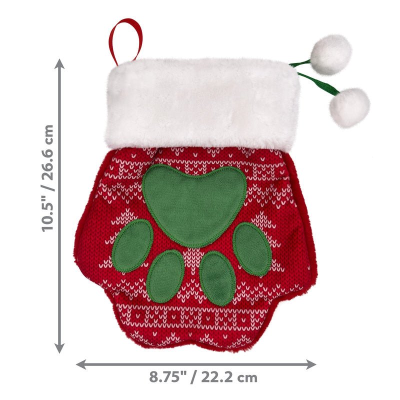 Holiday Paw Stocking Large – Festive Dog Stocking for Treats & Toys, Paw-Shaped, Polyester