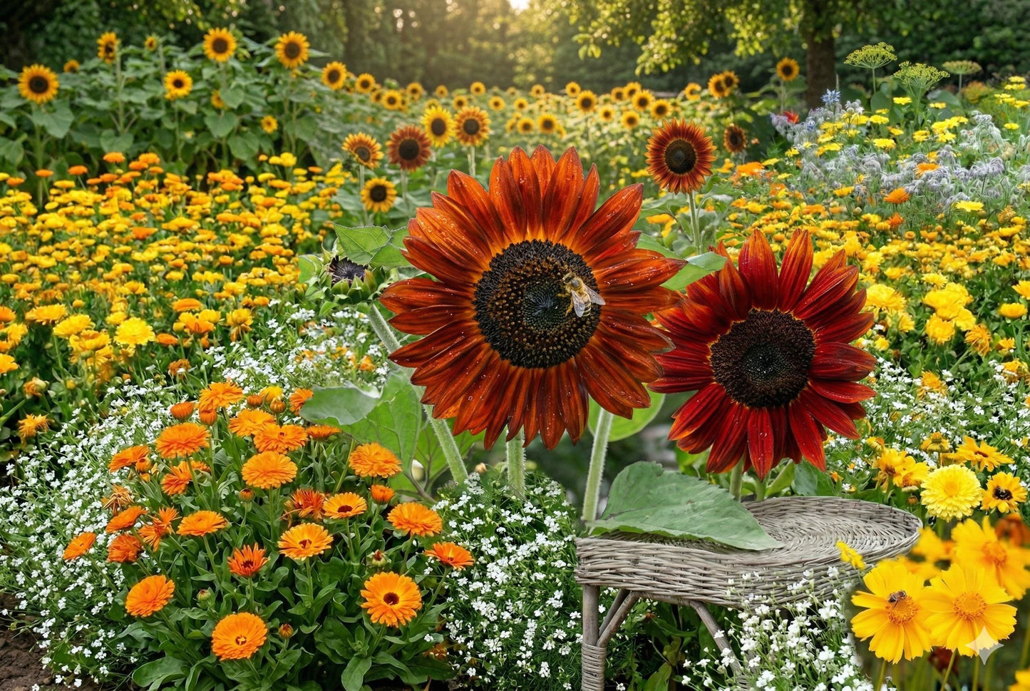 Velvet Queen Sunflower Seeds – Red Burgundy Petals, Dark Centers, Helianthus annuus, Easy to Grow, Bulk Pack of 15 Seeds