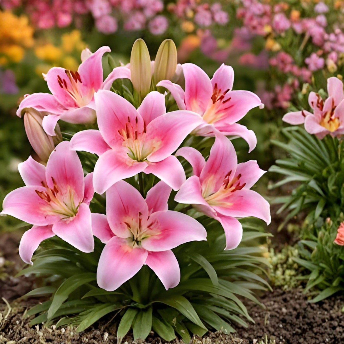 Sorbonne Oriental Lily Bulbs – Fragrant Pink and White Summer Blooming Garden Flowers – Lilium orientalis