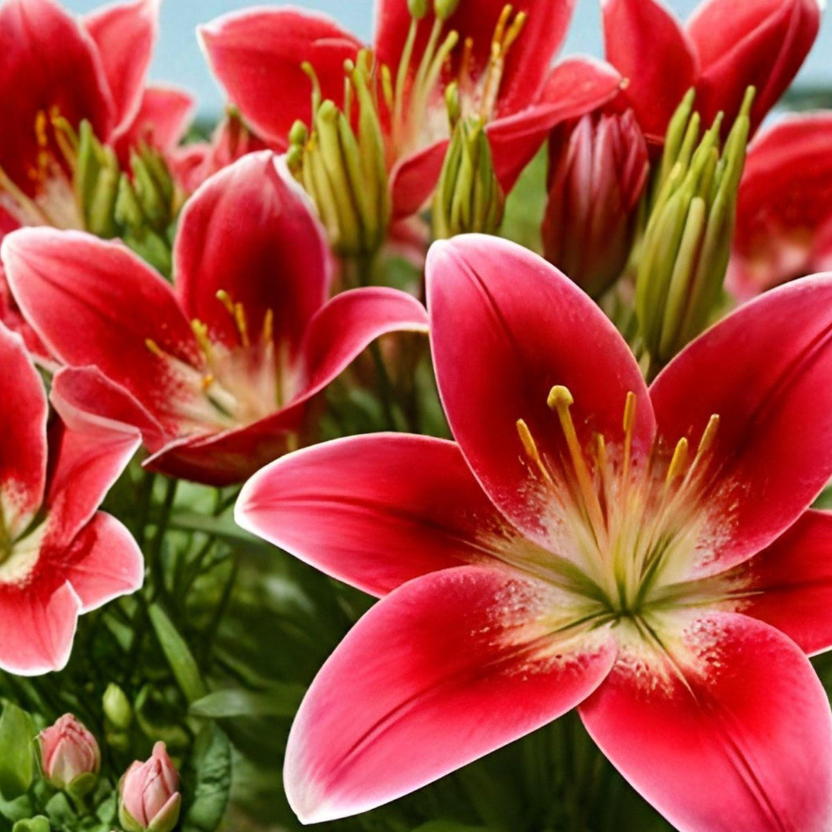 Red Armandale Hybrid Lily Bulbs – Summer-Blooming Perennial Garden Flowers – Hardy Red Lily Bulbs for Borders & Containers