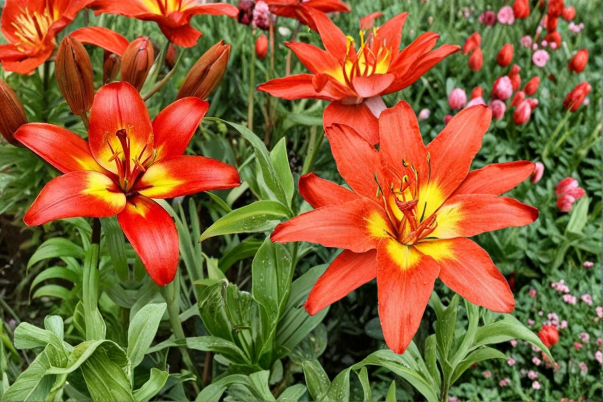 Forever Linda Lily Bulbs – Lilium, Crimson & Yellow Flowers, Perennial Garden Bulb, Summer Blooming, 5 Bulbs