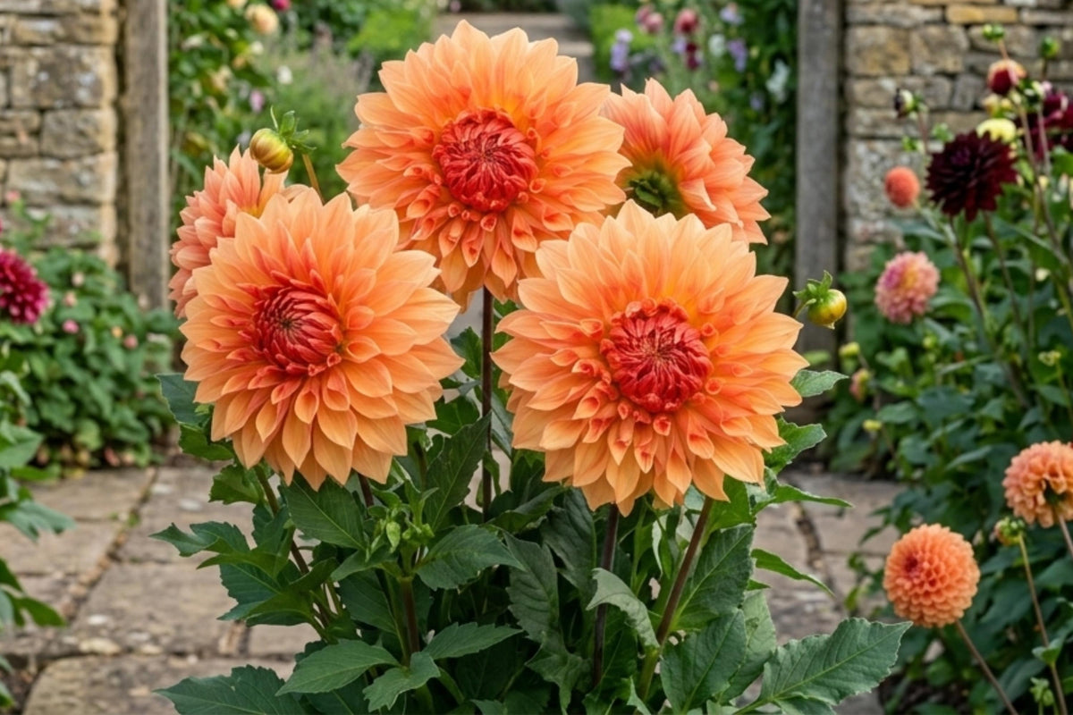 Giant Dinnerplate Dahlia Tuber Clump Noordwijks Glory - Large Flower Bulb for Garden, Cut Flowers, Bright Colors