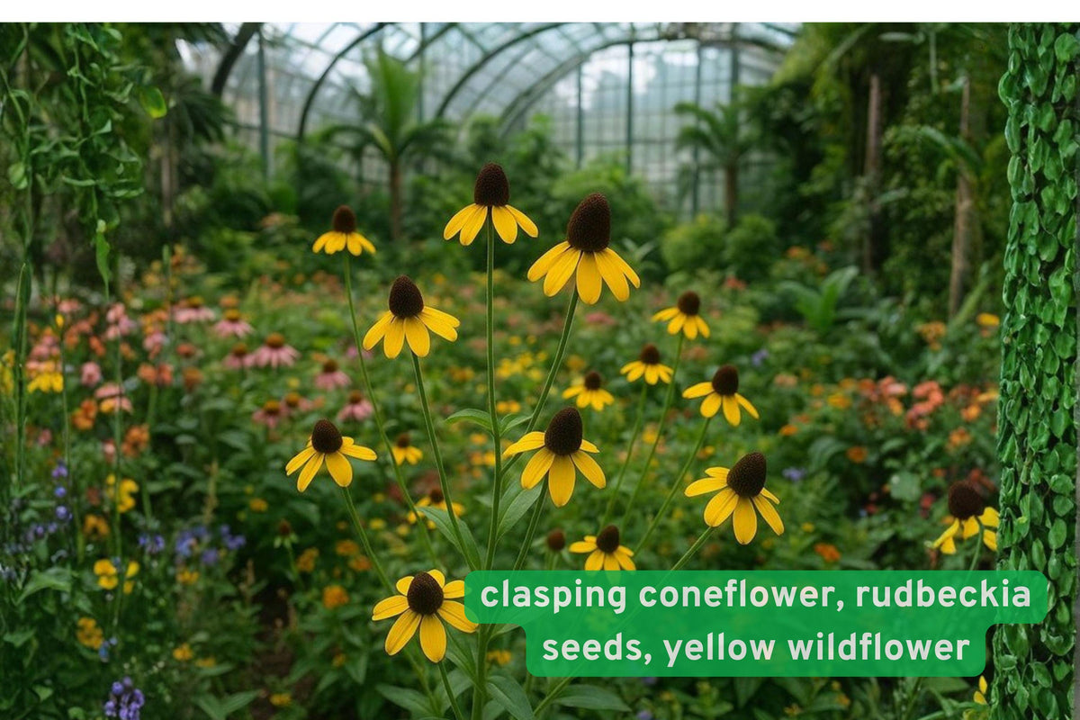 Clasping Coneflower Seeds – Rudbeckia amplexicaulis Native Wildflower for Pollinator Gardens, Bright Yellow, Full Sun, 100 Seeds