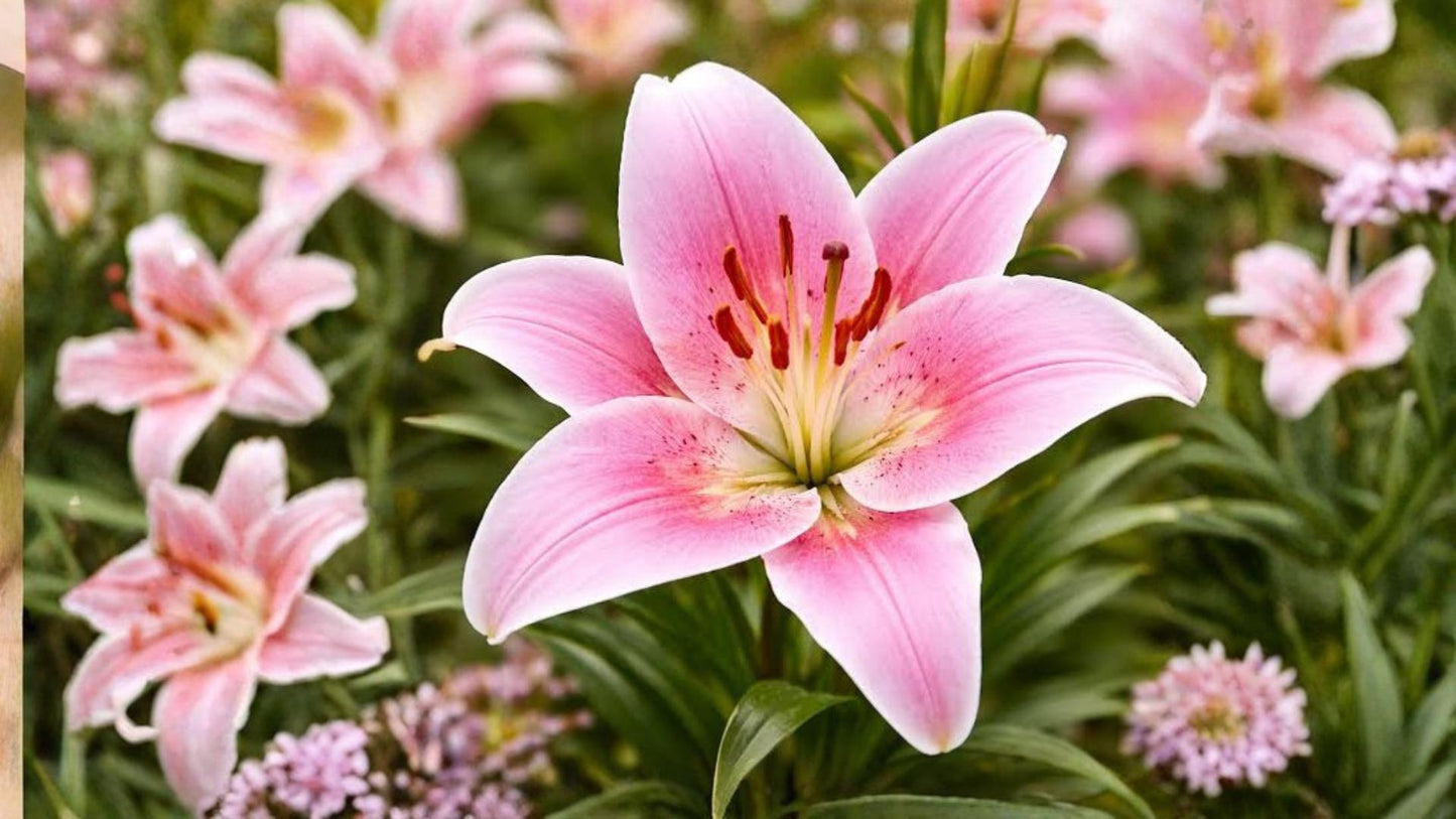 Sorbonne Oriental Lily Bulbs – Pink and White Fragrant Flowering Bulbs – Lilium orientalis Outdoor Garden Plants