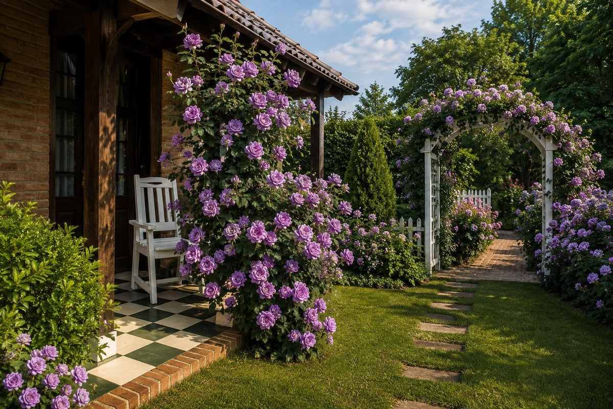 Purple Climbing Rose Seeds - 20pcs Non-GMO Heirloom for Garden, Rosa spp., Climbing, Vivid Purple Blooms