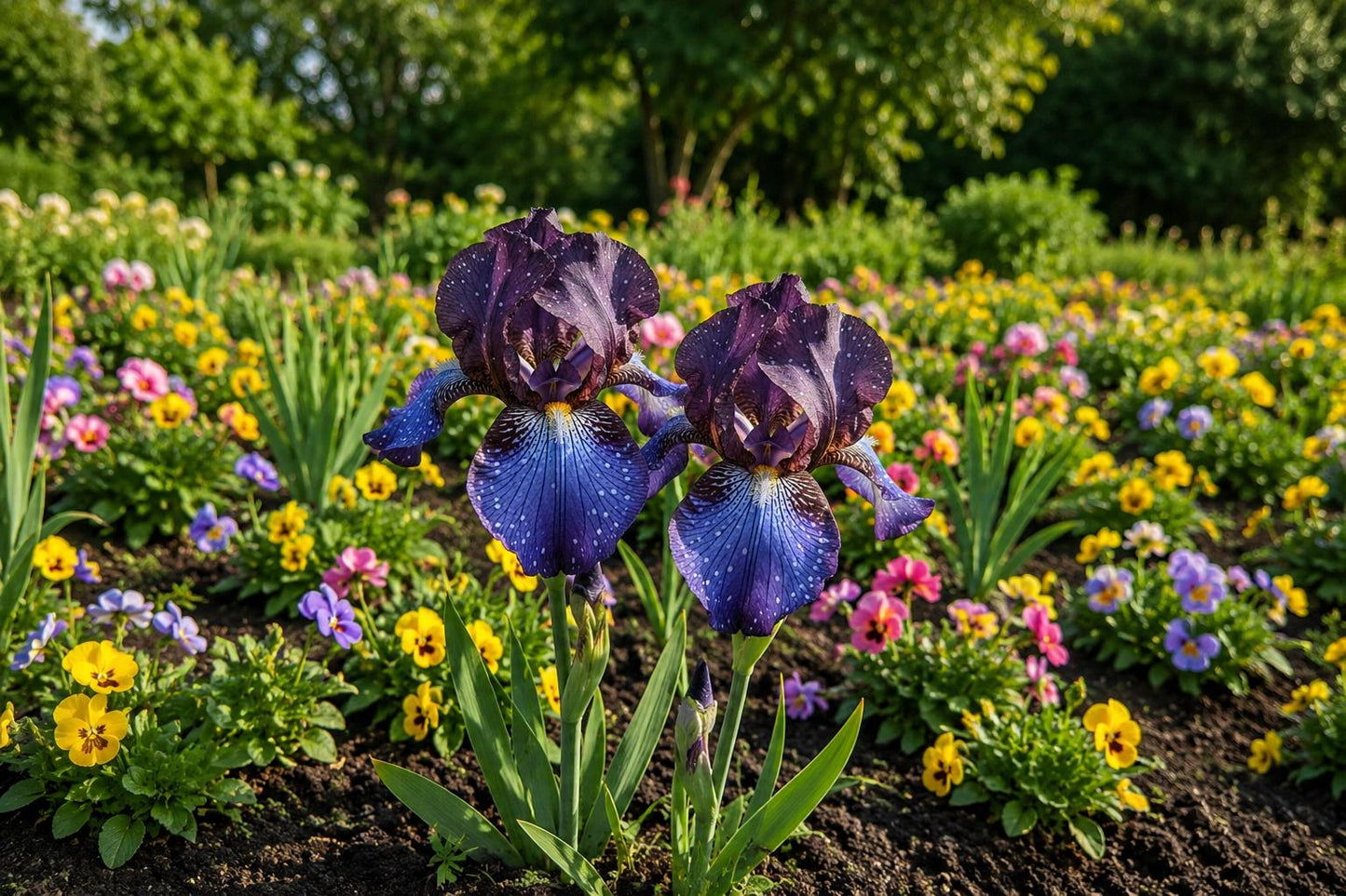 Bearded Iris Seeds - 50 Count Deep Blue Star-Spotted Blooms Iris germanica Garden Flower Seeds