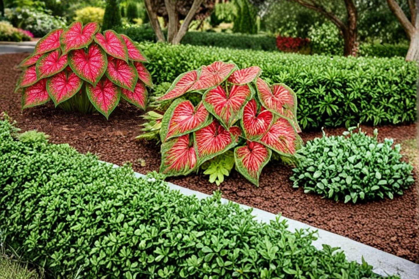 Crimson Sky Caladium Bulbs – Caladium bicolor Tropical Foliage Plant for Shade Gardens & Containers
