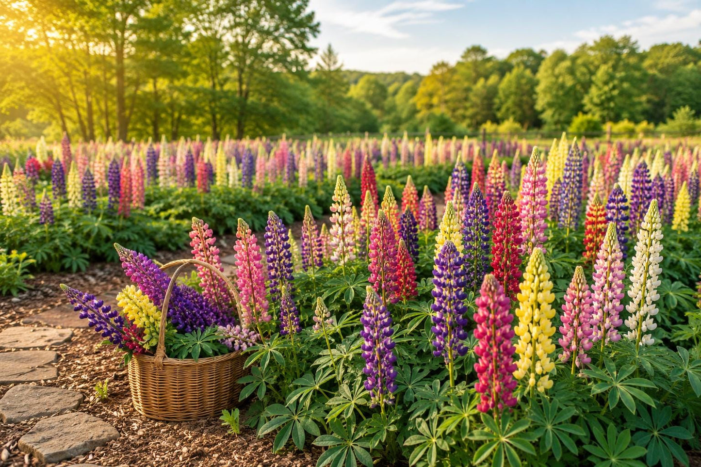 Russell Lupine Seeds - 120 Heirloom Flower Seeds for Tall Spikes - Easy Grow Lupinus polyphyllus for Borders, Wildflower Gardens & Cut Flowers
