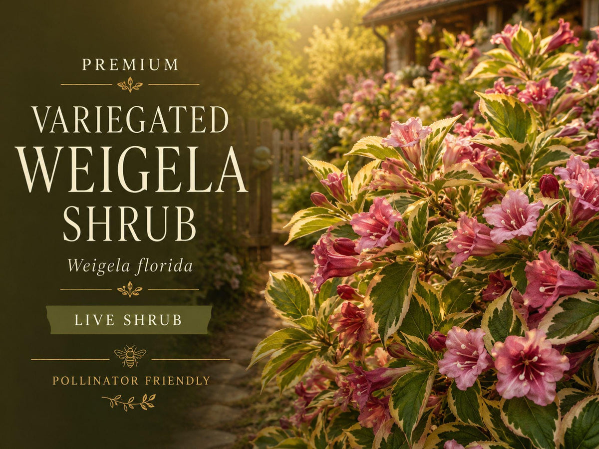 Variegated Weigela Plant | 12-24in | Pink Flowers, Cream-Edged Foliage | Weigela florida 'Variegata' Shrub for Borders & Hedges