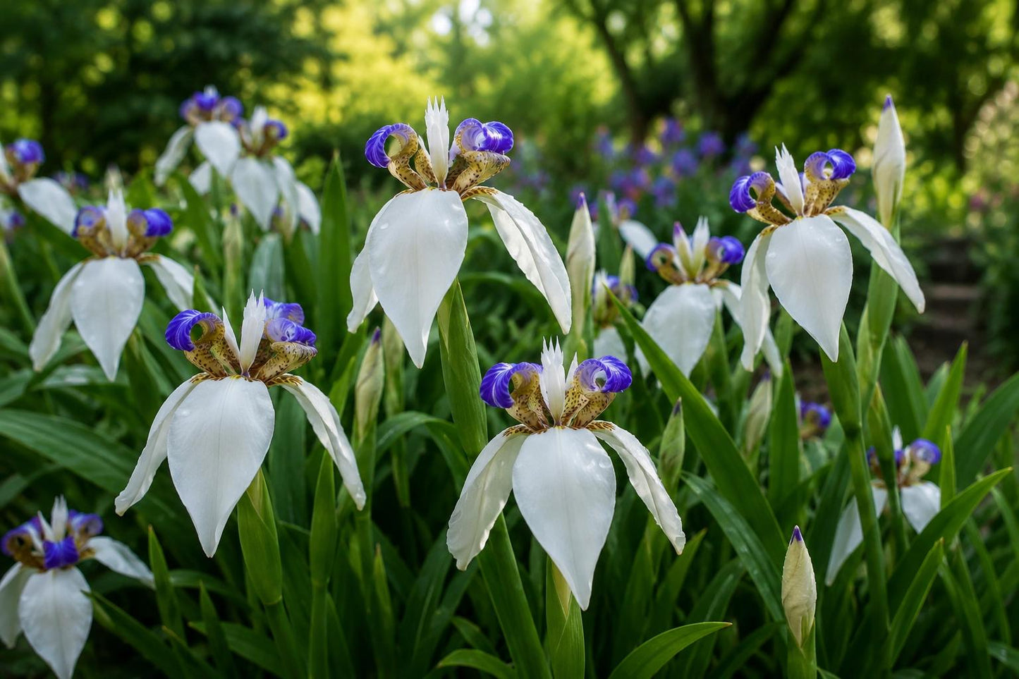 Walking Iris Plant - White Blue Fragrant Blooms - Neoregalia spp. Shade Garden Bog Perennial