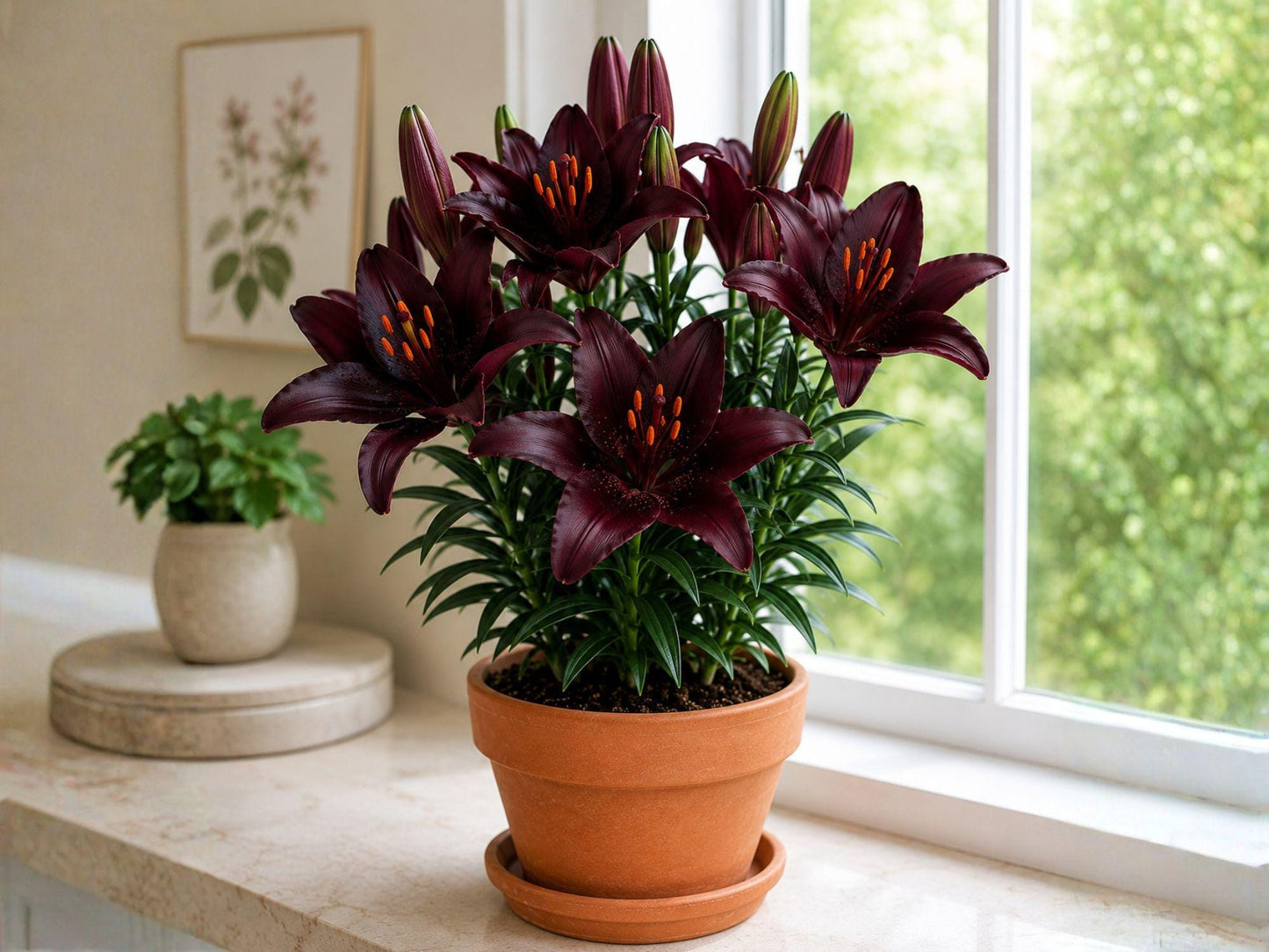 Blackstone Asiatic Lily Bulbs – Deep Burgundy Flowers, Hardy Perennial, Lilium asiaticum ‘Blackstone’ for Garden Beds & Containers
