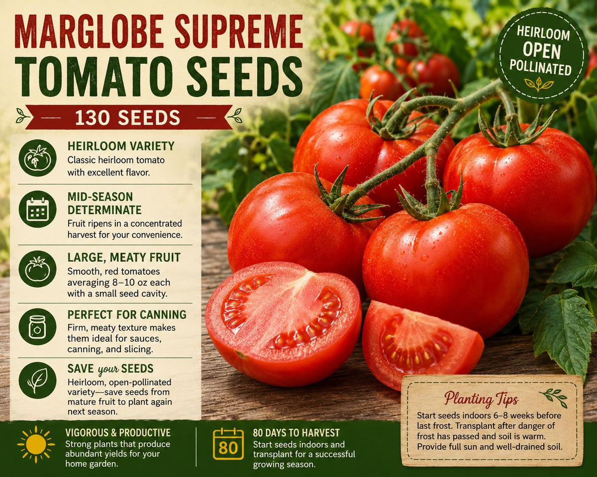 Marglobe Supreme Tomato Seeds – Heirloom, Determinate Variety, Solanum lycopersicum, 130 Seeds for Home Garden Planting