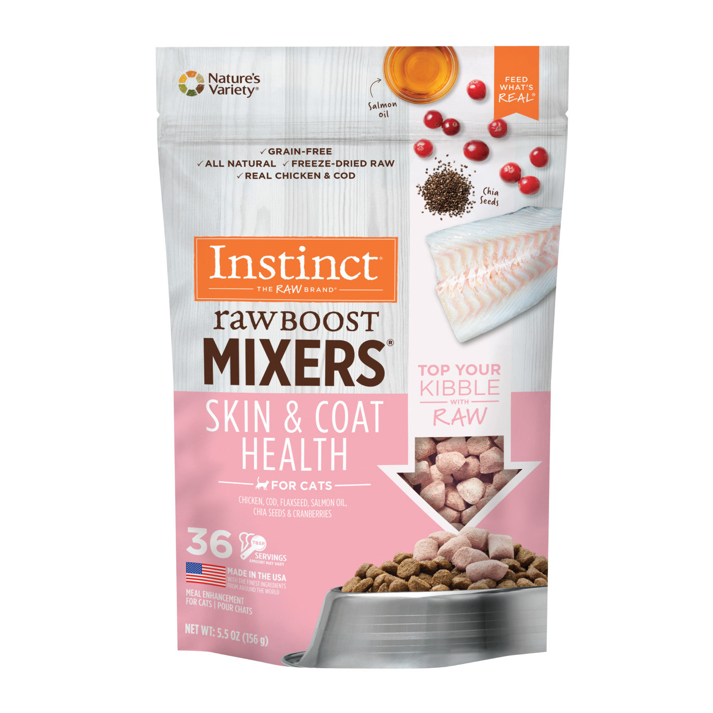 Instinct All Life Stages Raw Boost Freeze Dried Skin and Coat Cat Food Mixers v