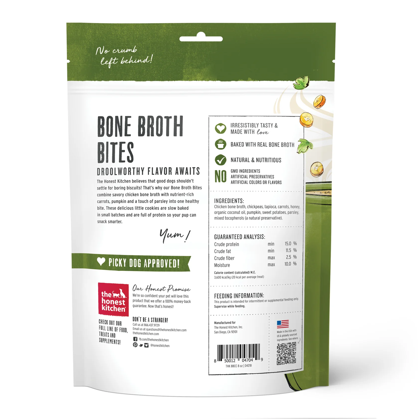 Honest Kitchen Bone Broth Bites Chicken and Carrot Dog Treats (8oz)