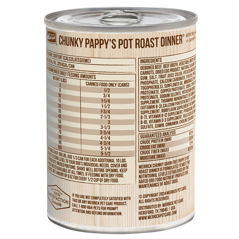 Merrick Chunky Grain Free Pappy's Pot Roast Wet Dog Food (12.7oz)