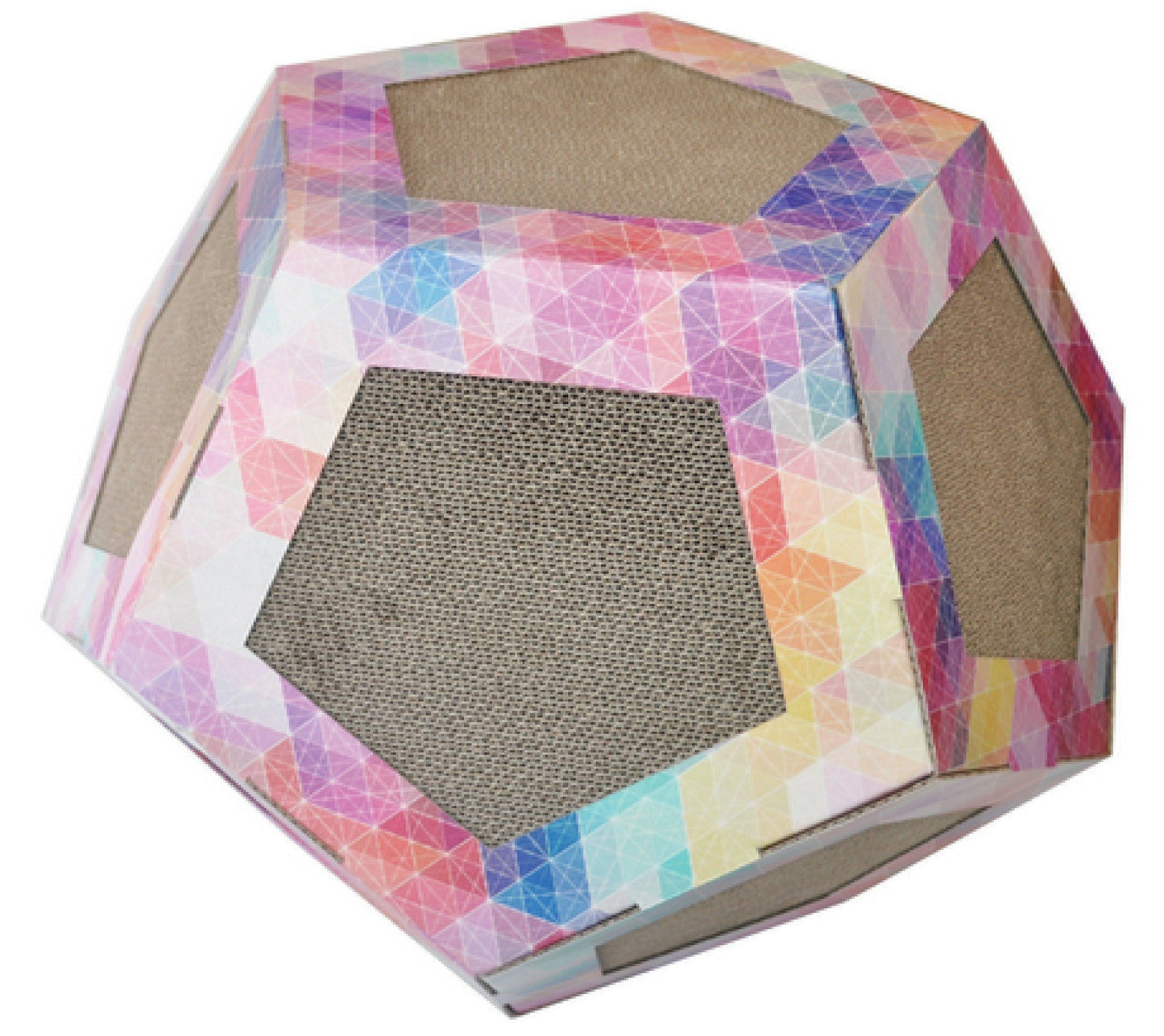 Pet Life ® Octagon Puzzle Designer Premium Quality Kitty Cat Scratcher Lounge Toy House With Catnip