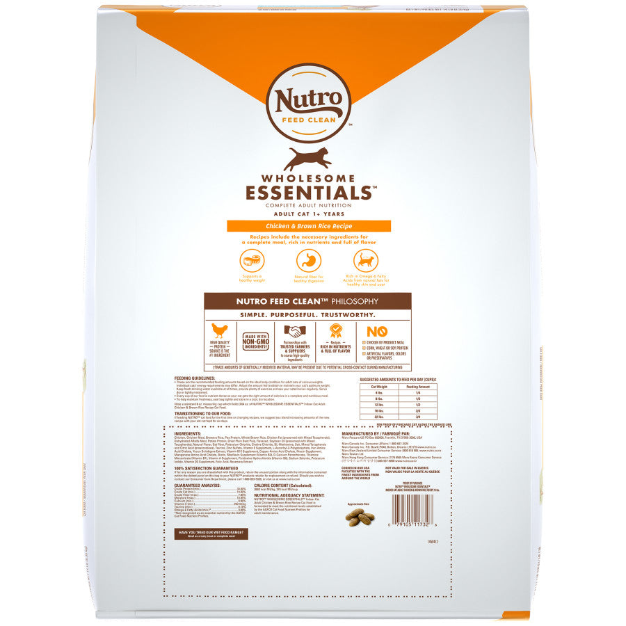 Nutro Indoor Chicken & Whole Brown Rice Recipe Cat Food 14lbs