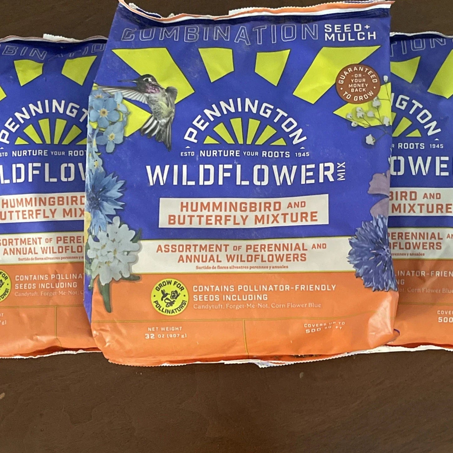 Wildflower Seed Mix for Pollinators, Hummingbirds & Butterflies - 3x32oz Native Wildflower Seeds