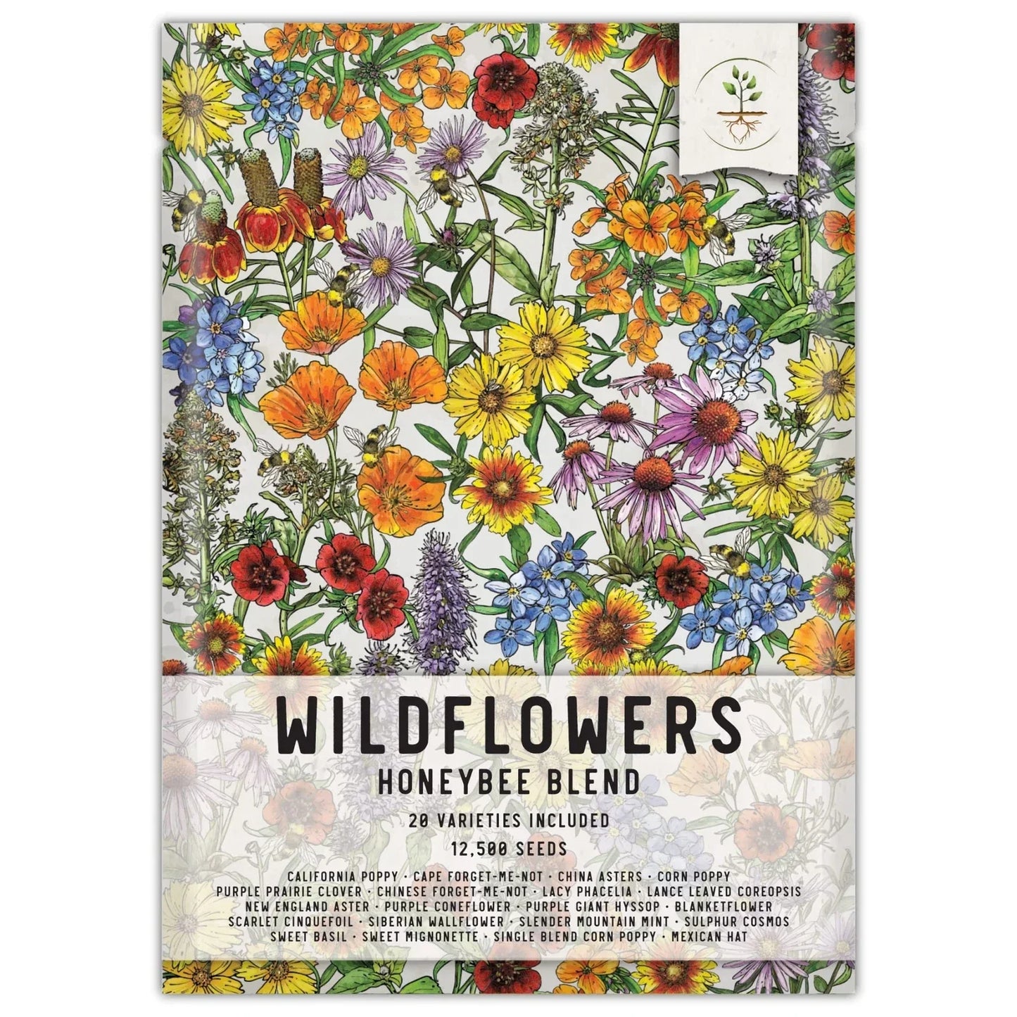 Bulk Wildflower Seeds - Honey Bee Mix, 12500 Seeds for Pollinator Gardens, Eco-Friendly, Full Sun, Natural Landscaping