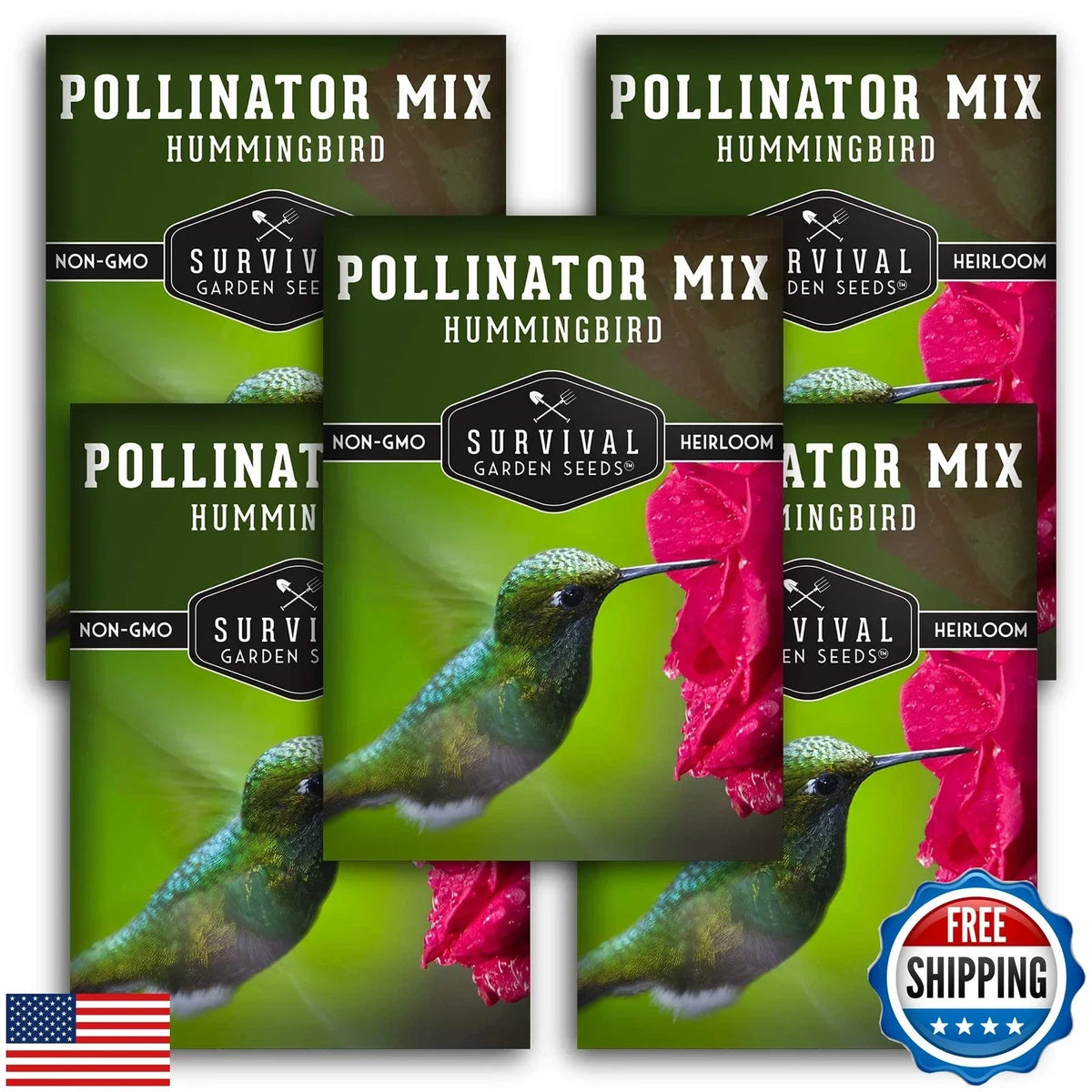 Survival Garden Seeds - Hummingbird Pollinator Wildflower Mix - Non-GMO, Heirloom, Attracts Pollinators, Easy to Grow
