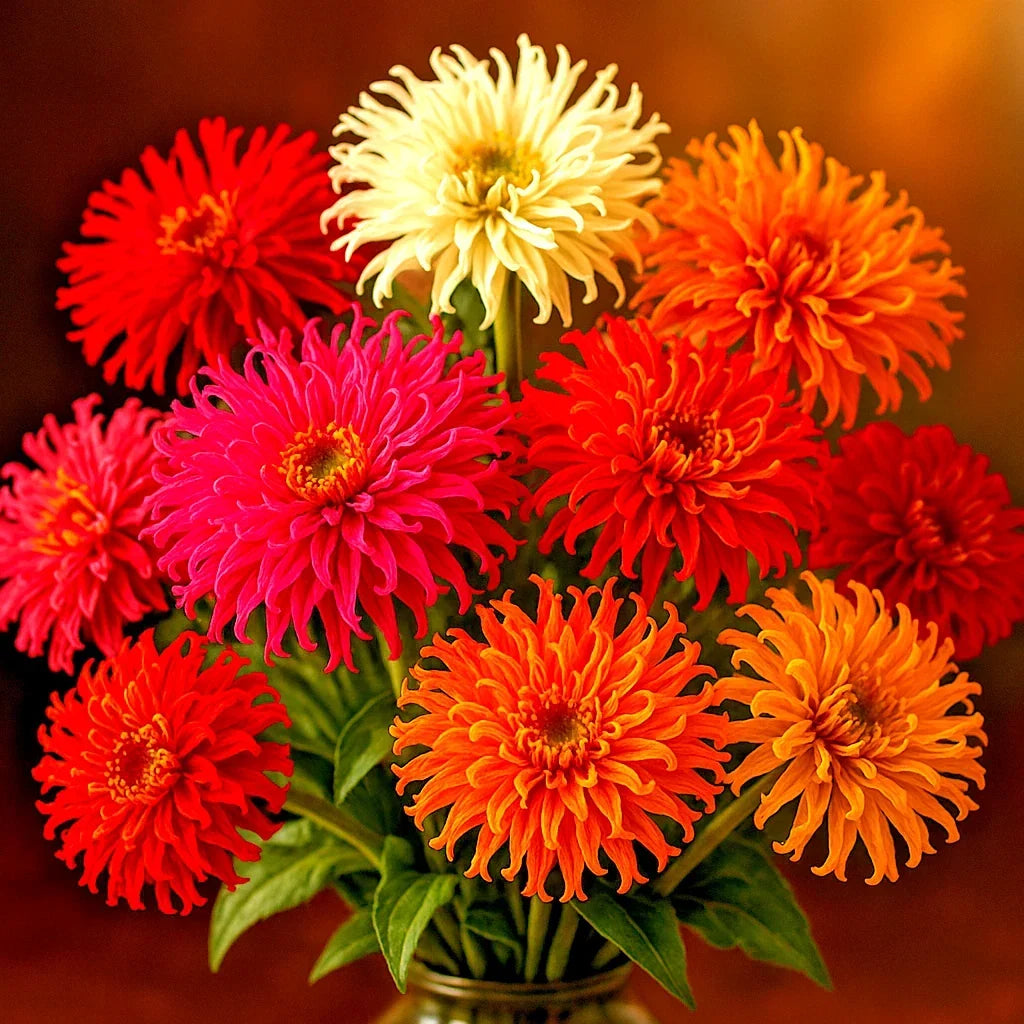 Zinnia Seeds Pack of 300+ | Cactus Flower Autumn Mix | Heat & Drought Tolerant | Pollinator Attracting | Full Sun