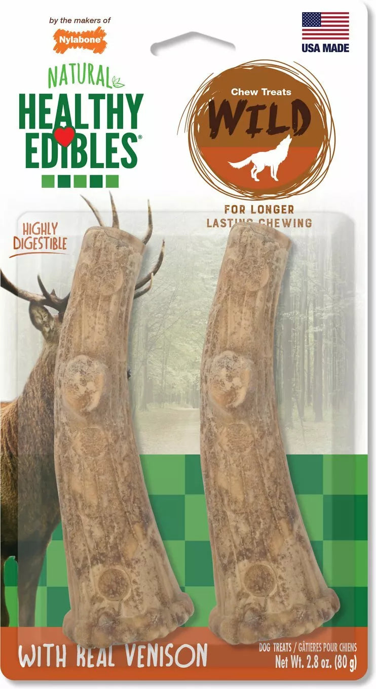 Nylabone Healthy Edibles WILD Antler Natural Long Lasting Dog Chew Treats Venison 1ea/Large/Giant - Up To 50 lb