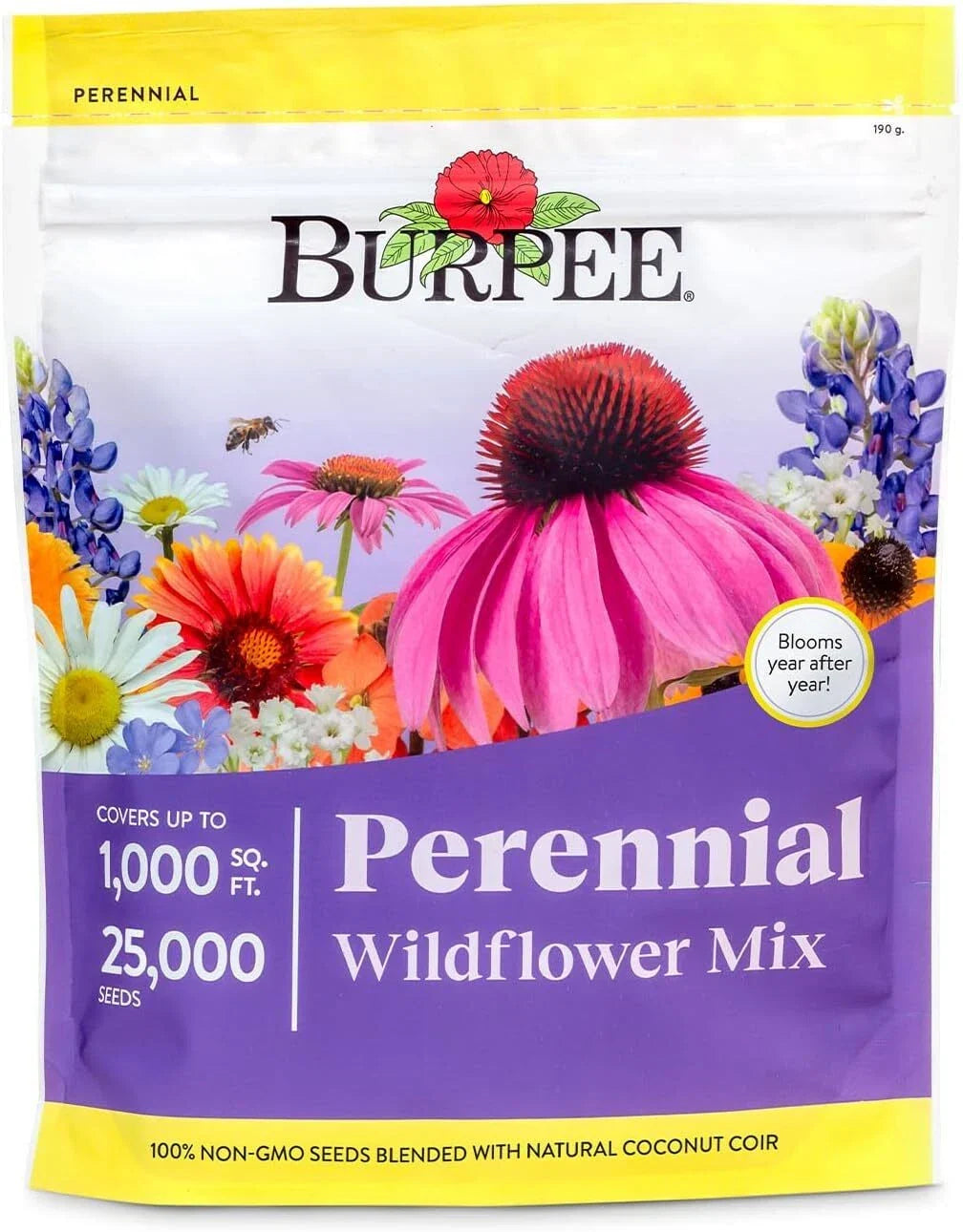 Wildflower Seeds Bulk 25,000 Count | 18 Varieties Non-GMO Flower Seeds for Pollinators | Garden, Meadow, Landscape