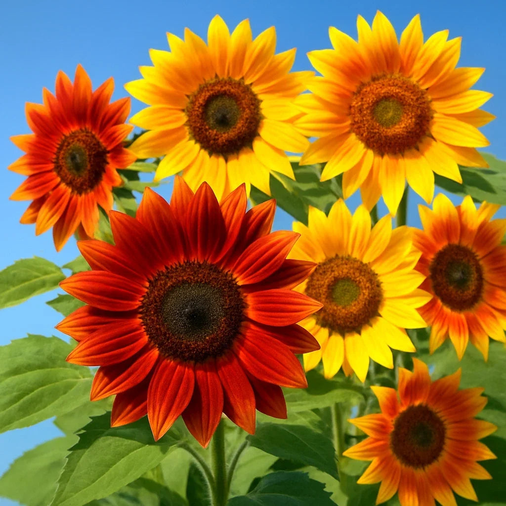 Autumn Beauty Sunflower Seeds - 100 Pack, Helianthus annuus, Attracts Bees & Birds, 5-7 Feet Tall, Vibrant Autumn Colors