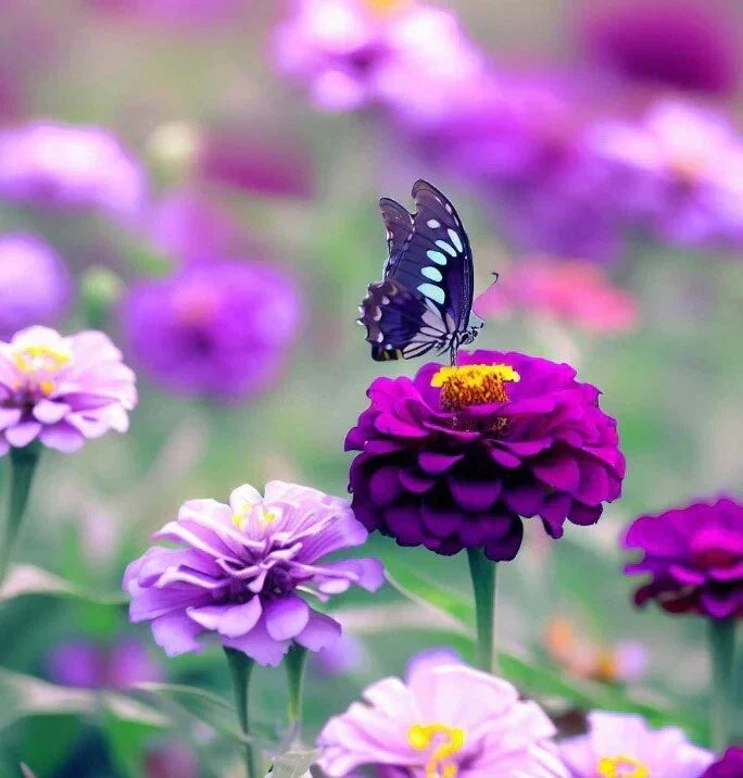 Zinnia Seeds Purple Prince - 50 Count Non-GMO Flower Seeds for Gardens