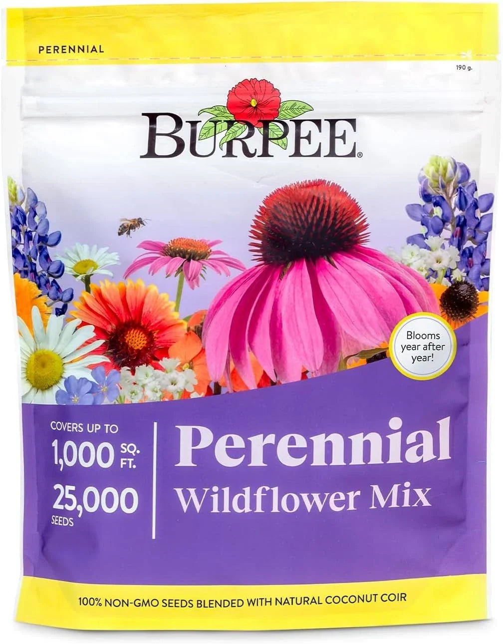 Wildflower Seeds Bulk Pack 25,000 Non-GMO Flower Seeds for Pollinator Gardens, 18 Varieties