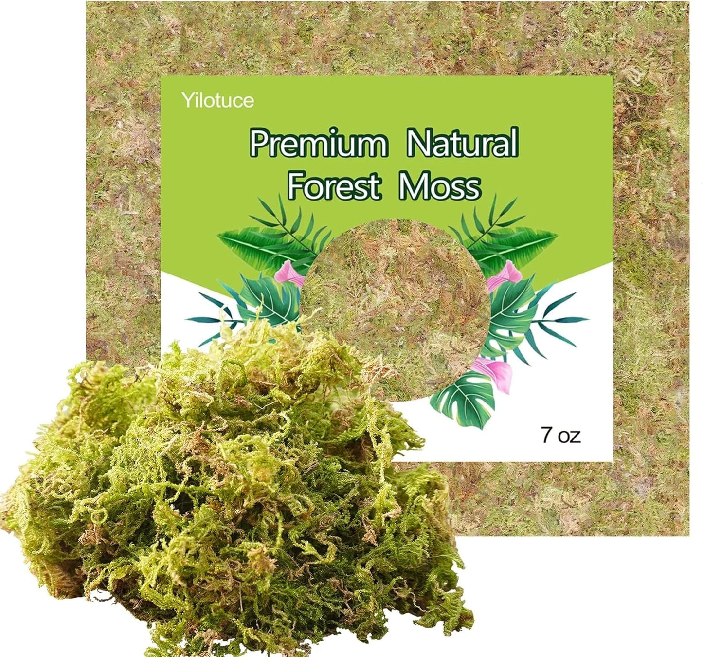 Natural Orchid Moss - 7 Oz Soilless Potting Soil for Orchids, Seedlings & Potted Plants - Organic Sphagnum Moss
