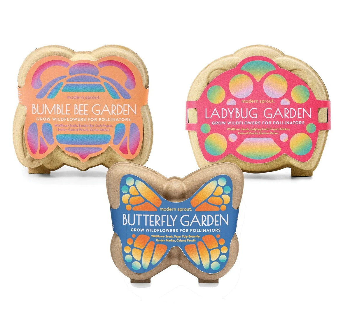 Curious Critters Garden Activity Kit 3-Pack Wildflower Seed Packets for Kids, Attract Pollinators, Educational Gardening