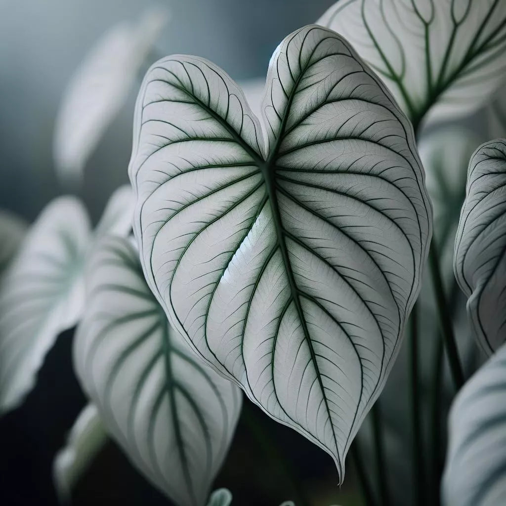 Snow White Caladium Bulbs - 2 Pack for Planting, Perennial Elephant Ears, Fancy Foliage, Caladium bicolor