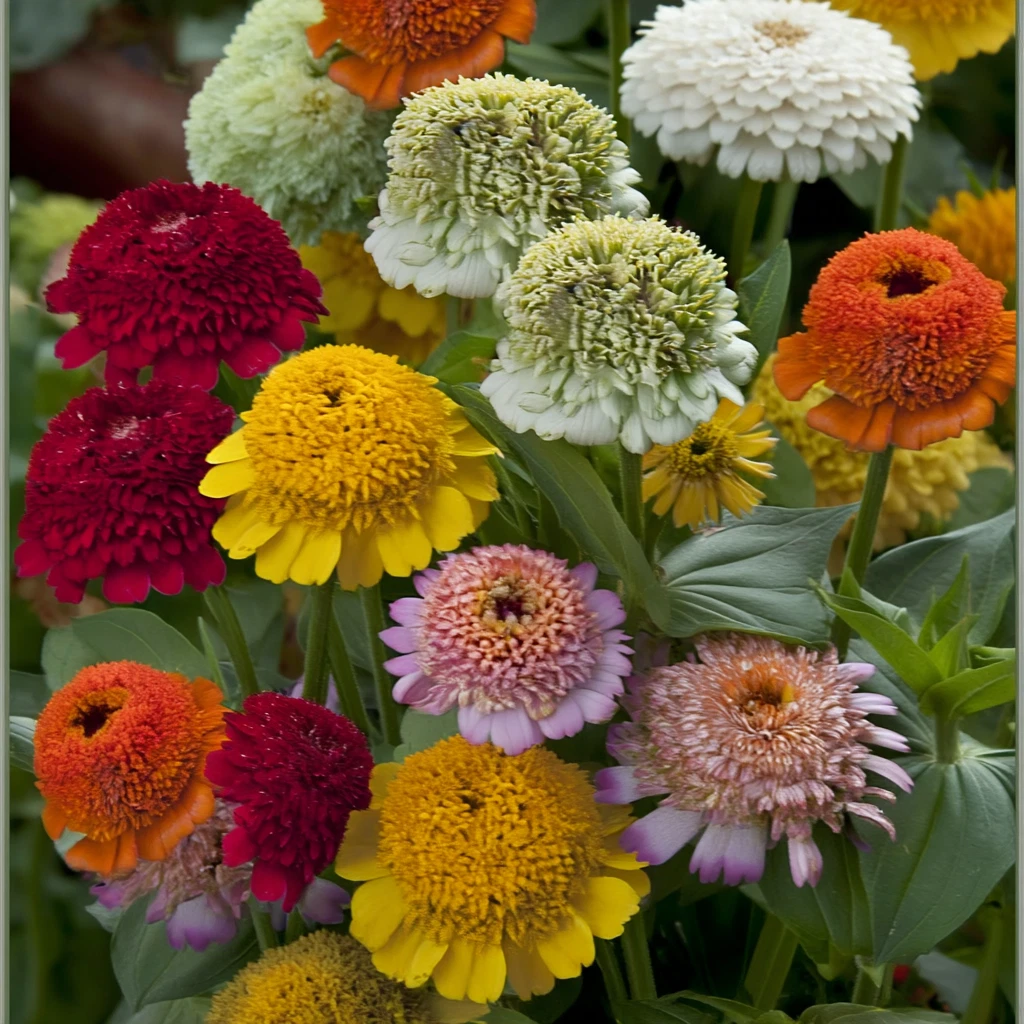 Crested Petal Zinnia Seeds 25 Count | Ruffled Crown Blooms | Tall Annual Flowers | Zinnia elegans for Garden Beds & Cut Flowers