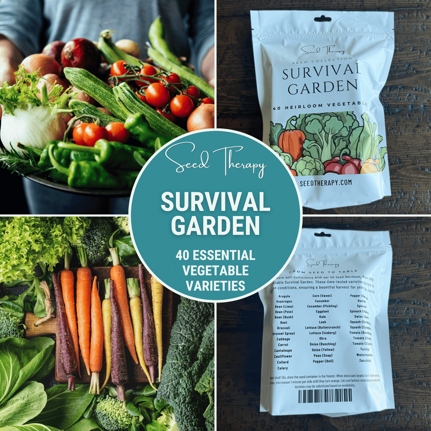 Survival Vegetable Garden Kit – 40 Heirloom Crops with 5,500 Seeds for Self-Sufficient Gardening, Nutritious Homegrown Food, Open-Pollinated Seeds