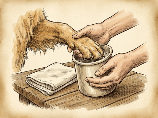 Dog paw care illustration — vintage style