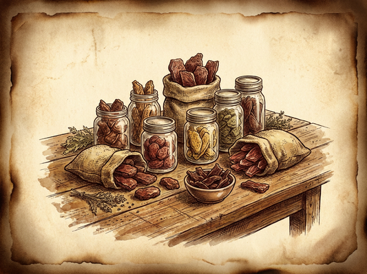 Freeze dried dog treats still life — vintage illustration