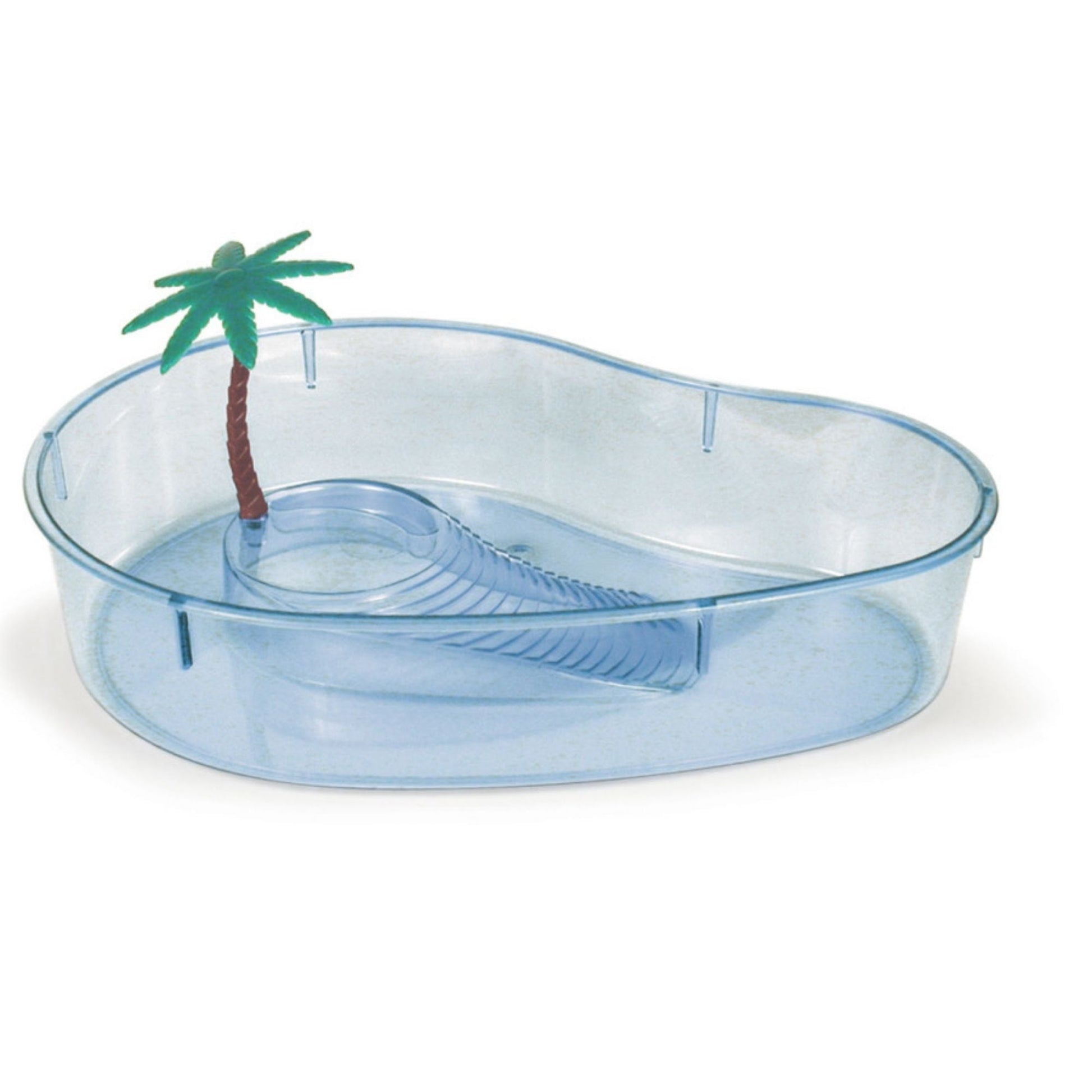 Lee's Aquarium & Pet Products Kidney Shape Turtle Lagoon with Plant Clear, 1ea/14 in.