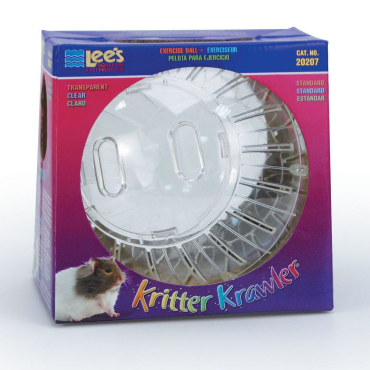 Lee's Aquarium & Pet Products Kritter Krawler Clear View-Thru Running Ball Clear, 1ea/Standard