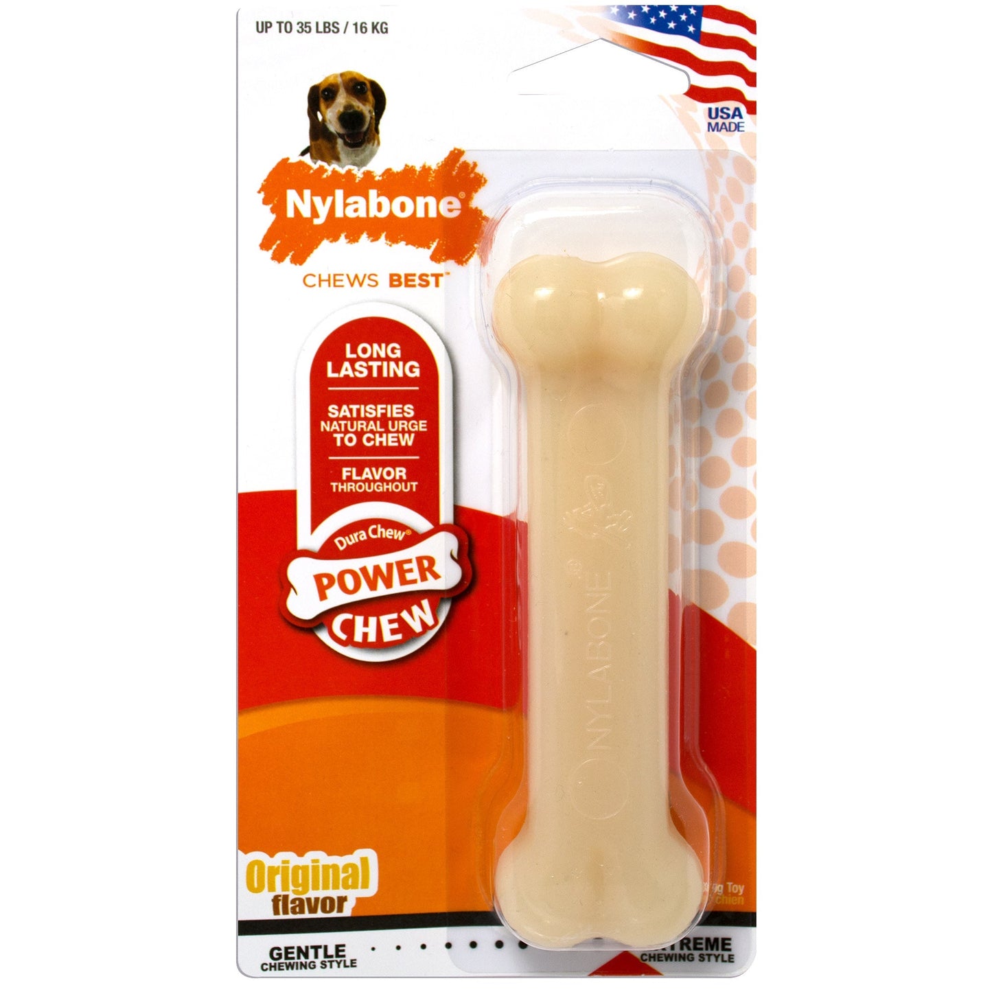 Nylabone Power Chew Dog Toy Original, 1ea/Medium/Wolf  Up To 35 Lbs. 1 ct
