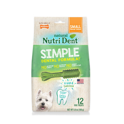 Nylabone Nutri Dent SIMPLE Natural Dental Fresh Breath Flavored Chew Treats 1ea/SMall, 12 ct