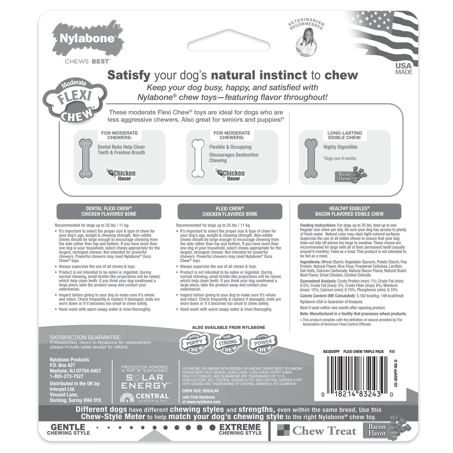 Nylabone Healthy Edibles and Flexi Chew Value Pack Chicken  Bacon, 1ea/SMall/Regular  Up To 25 Ibs. 3 ct