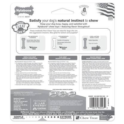 Nylabone Healthy Edibles and Flexi Chew Value Pack Chicken  Bacon, 1ea/SMall/Regular  Up To 25 Ibs. 3 ct