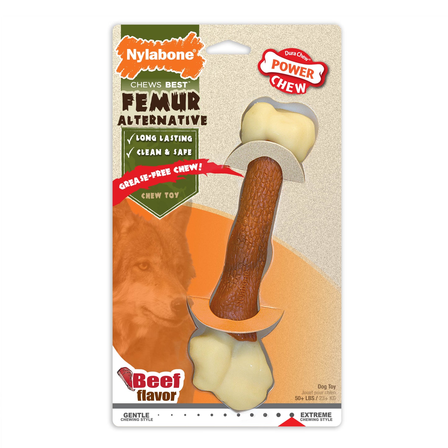 Nylabone Power Chew Femur Dog Bone Alternative Beef, 1ea/Large/Giant  Up To 50 Lbs. 1 ct