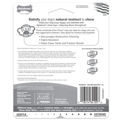 Nylabone FlexiChew Dog Dental Pack Peanut Butter  Bacon, 1ea/XS/Petite  Up To 15 Lbs. 3 ct