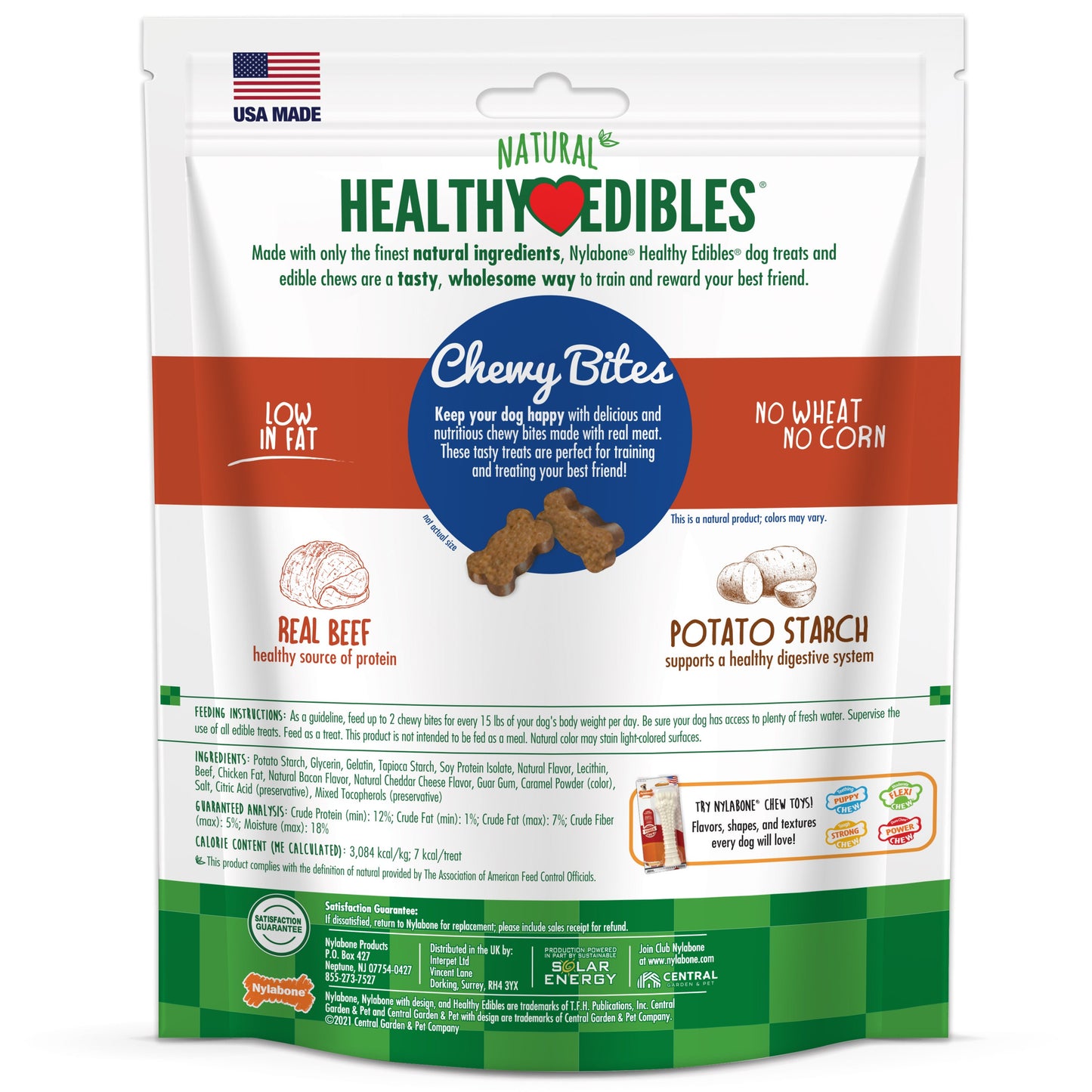 Nylabone Healthy Edibles Chewy Bites Soft Dog Treats Beef  Cheese, 6 oz 1 ct