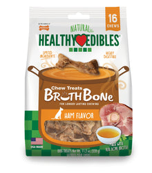 Nylabone Healthy Edibles Broth Bone AllNatural Long Lasting Chew Treats 16 count, 1ea/Regular  Up To 25 Ibs.