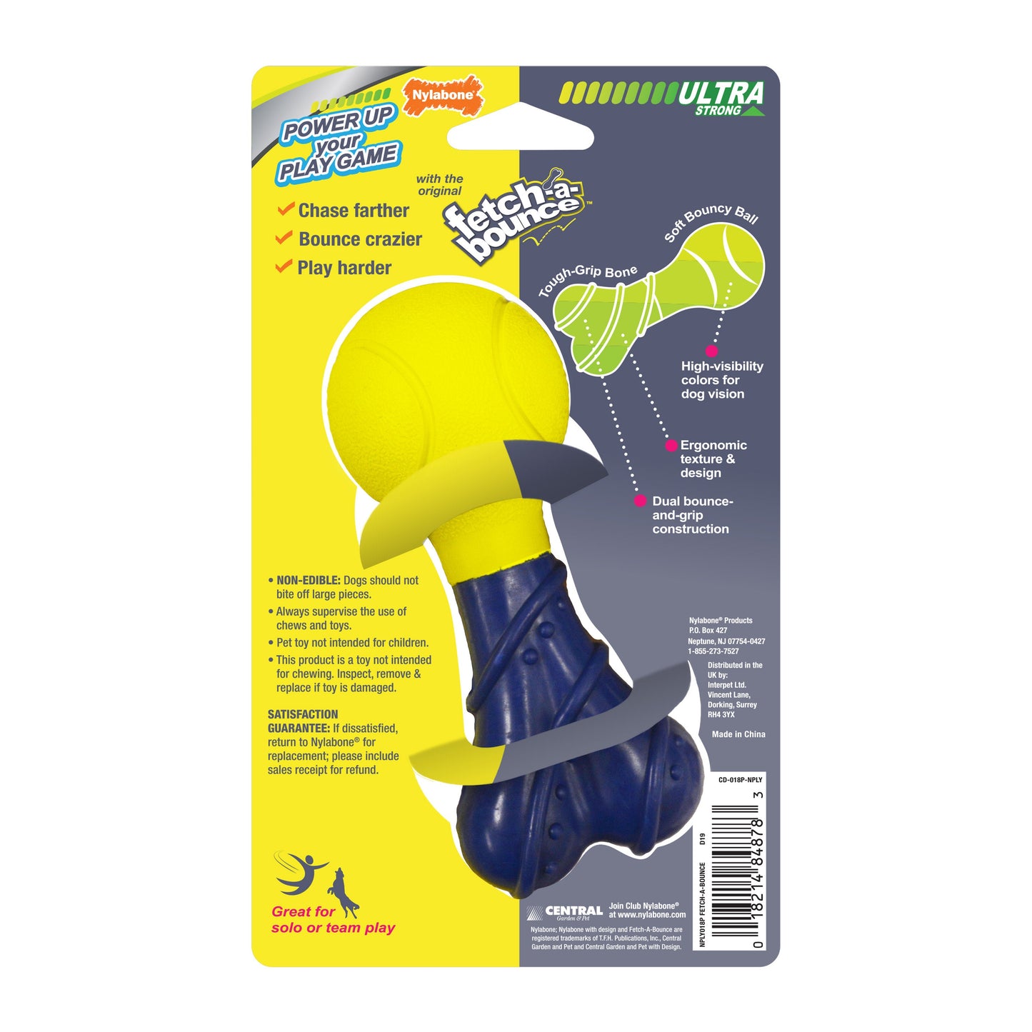 Nylabone Power Play Rubber Dog Toy FetchaBounce 1ea/SMall/Regular  Up To 25 Ibs. 1 ct